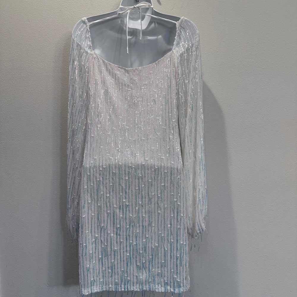 NWT Speechless Women Size 13 White Sequin Long Sleeve Mini Dress New Year Party - Picture 10 of 12
